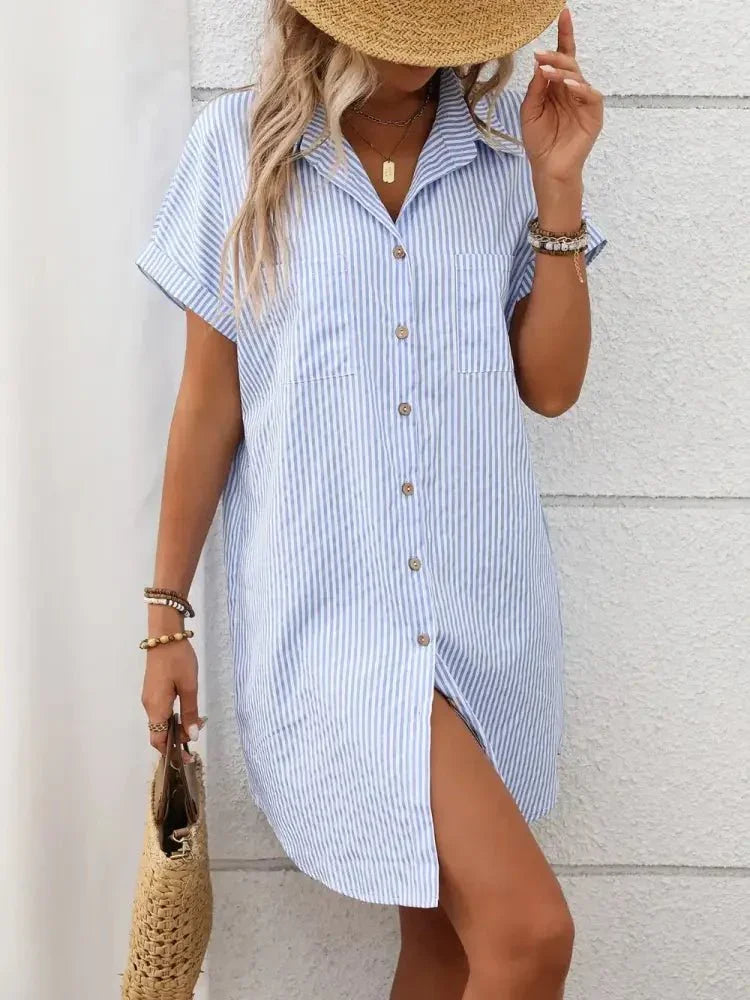 Striped Button Down Short Sleeve Mini Dress - Update AvenueEffortless Elegance: DressesTrendsi1001005078518891001005078518895bbcd420 - 1418 - 4228 - 80f9 - a305ae541542 - MaxLight Blue