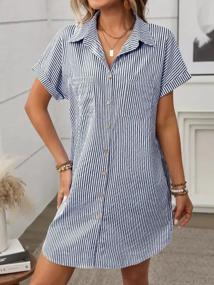 Striped Button Down Short Sleeve Mini Dress - Update AvenueEffortless Elegance: DressesTrendsi10010050785579710010050785579772ac2169 - 3007 - 4807 - 89b7 - 84cb4383748a - MaxDark Blue