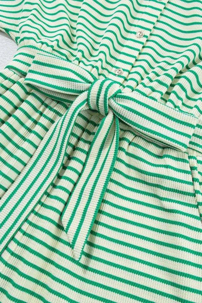 Striped Half Sleeve Tie Waist Romper - Update AvenueVacation StyleTrendsi10010007515831910010007515831953fc0cff - bdaa - 47cc - b054 - 05c51ed468d3 - MaxGreen