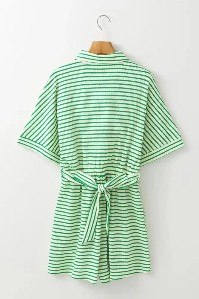 Striped Half Sleeve Tie Waist Romper - Update AvenueVacation StyleTrendsi100100075158319100100075158319b2c1b511 - 3d3c - 432e - 92de - d1fe65130658 - MaxGreen