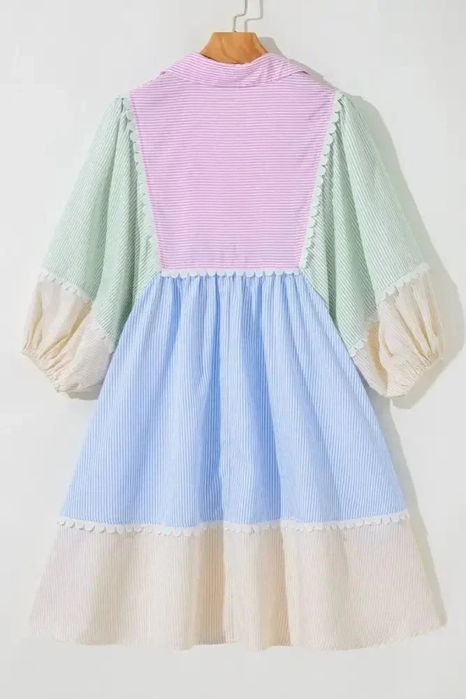 Striped Patchwork Ric Rac Puff Sleeve Collared Mini Dress - Update AvenueEffortless Elegance: DressesTrendsi100100493321025100100493321025621b10dc - d2fa - 40f4 - b527 - 2d751ad5ba8f - Max - OriginMulticolor