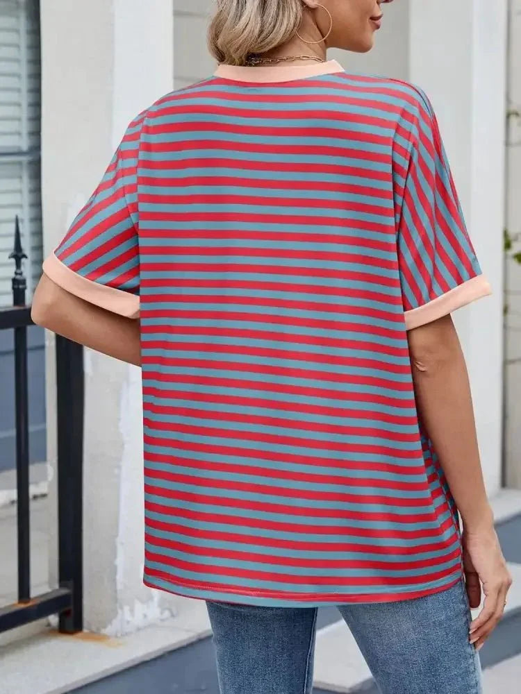 Striped Round Neck Half Sleeve T-Shirt - Update AvenueT-ShirtsTrendsi100100393080717100100393080717ad0b33e3 - 76dd - 47b2 - 8fd1 - 43625fed3e83 - Max - OriginRed Gray