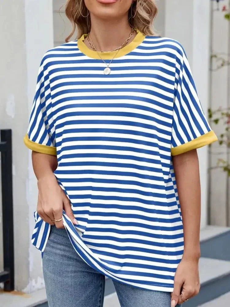 Striped Round Neck Half Sleeve T-Shirt - Update AvenueT-ShirtsTrendsi100100393081611100100393081611e57fa1ee - 1988 - 4528 - 9a8b - 0eefcee384d5 - Max - OriginBlue White
