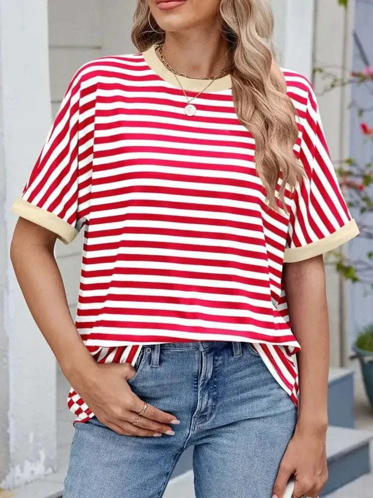 Striped Round Neck Half Sleeve T-Shirt - Update AvenueT-ShirtsTrendsi10010039308176910010039308176945180ff5 - ba1f - 4359 - a809 - 4f4abc7e61f0 - Max - OriginRed White