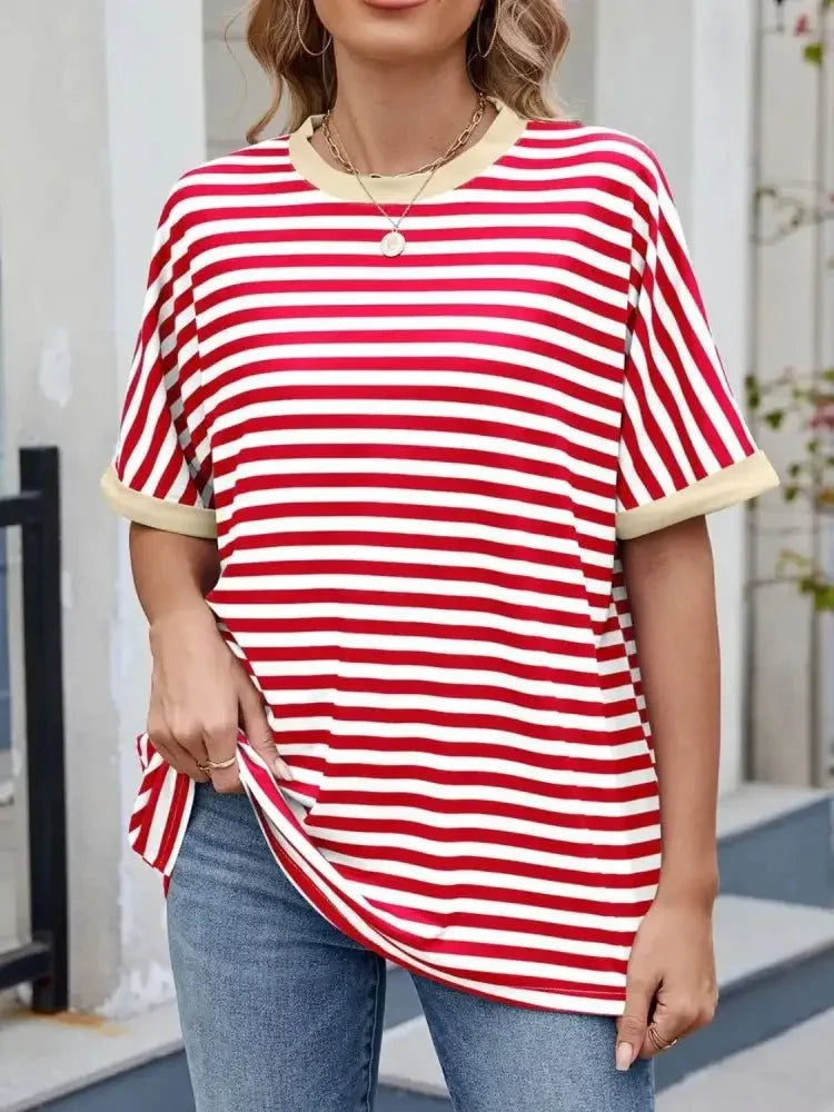 Striped Round Neck Half Sleeve T-Shirt - Update AvenueT-ShirtsTrendsi1001003930817691001003930817697da7bb7a - bf37 - 4e9c - b87f - 574fb8a25477 - Max - OriginRed White