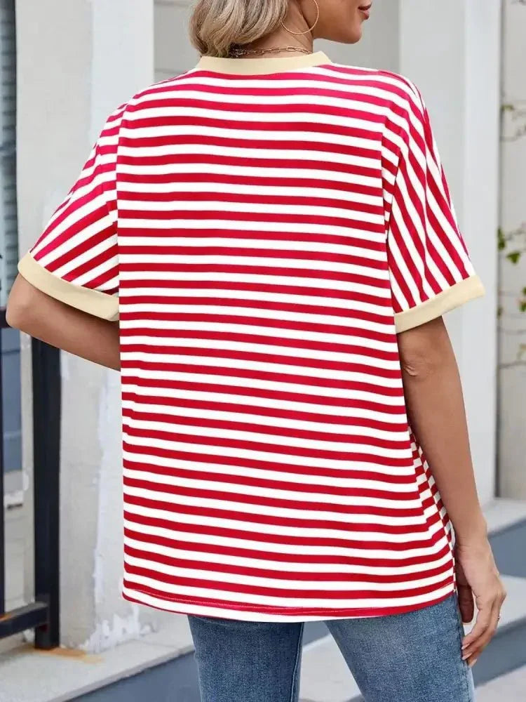 Striped Round Neck Half Sleeve T-Shirt - Update AvenueT-ShirtsTrendsi100100393081769100100393081769a73a2297 - b261 - 4b0f - 9968 - ba73531039aa - Max - OriginRed White