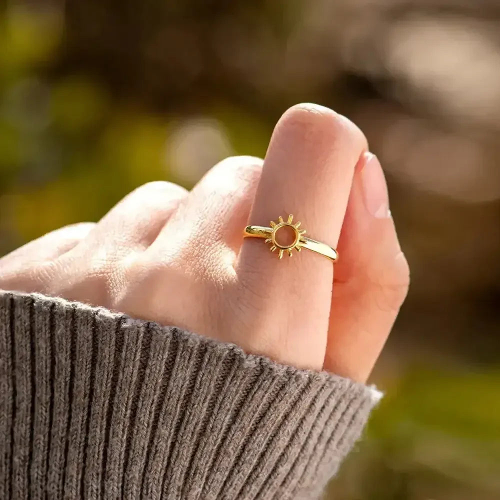 Sun Shape 18K Gold-Plated Ring