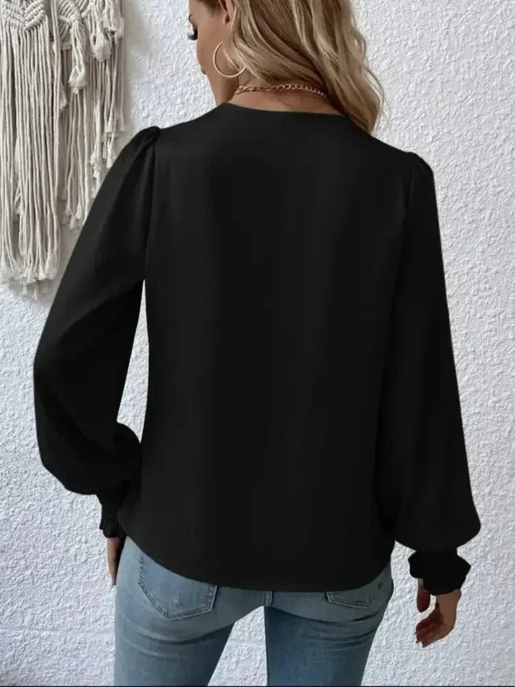 Surplice Smocked Lantern Sleeve Blouse - Update AvenueTrendsi100101420281754100101420281754dfc037d764ca426bb6269875190af9e4 - MaxBlack