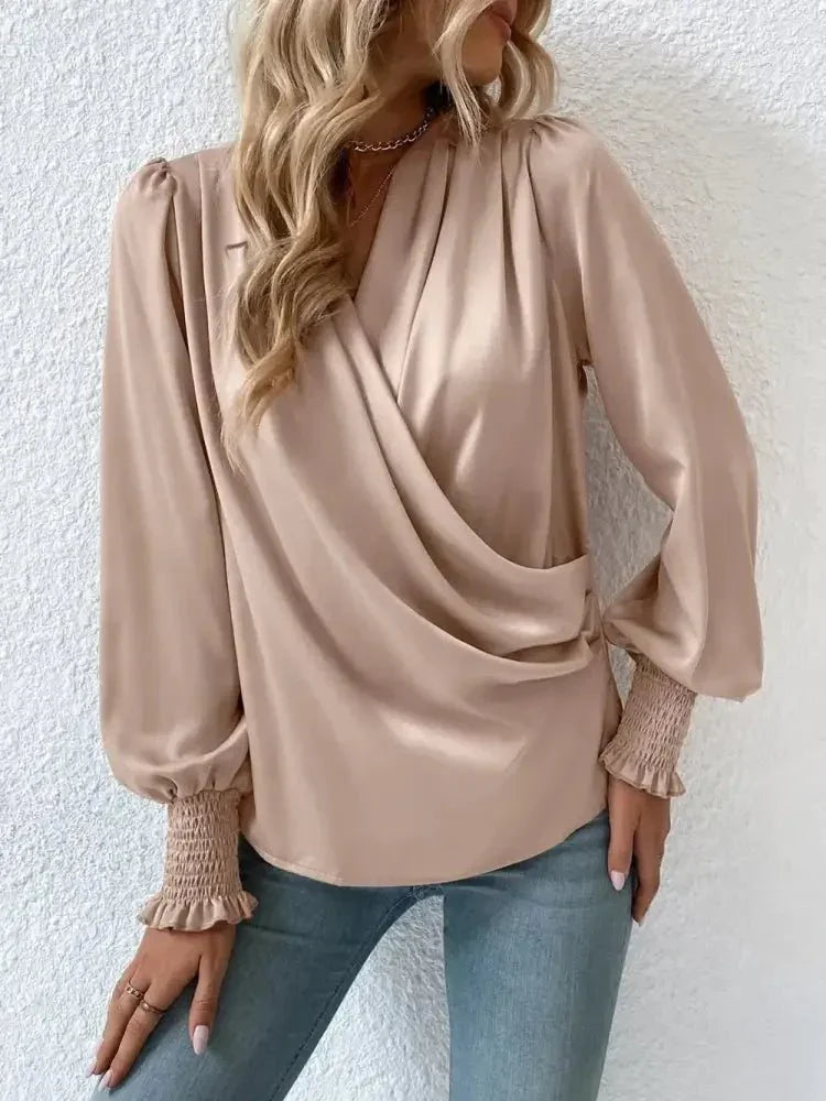 Surplice Smocked Lantern Sleeve Blouse - Update AvenueTrendsi1001014202884821001014202884821010f814fece41999b3597cef9dcd458 - MaxTan