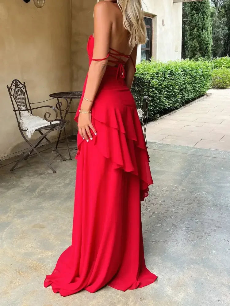 Sweetheart Neck Ruffled Maxi Cami Dress