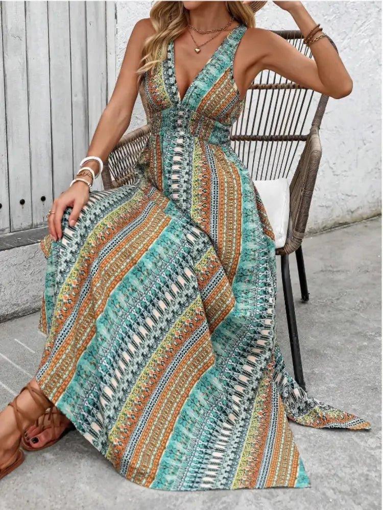Tied Back Printed Sleeveless Maxi Slit Dress - Update AvenueBoho VibesTrendsi1001008128090131001008128090138843fb27 - 8d68 - 482a - 99a2 - f7b35b986728 - Max - OriginTurquoise