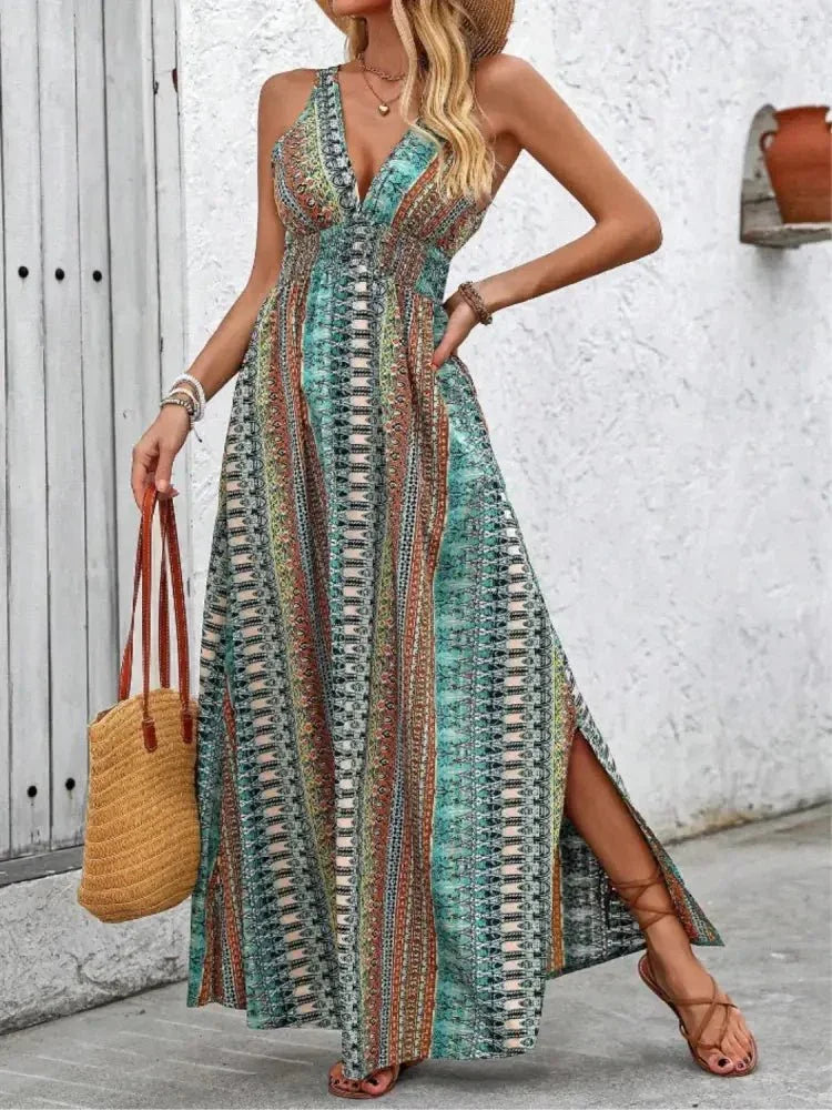 Tied Back Printed Sleeveless Maxi Slit Dress - Update AvenueBoho VibesTrendsi1001008128090131001008128090139d282963 - 1285 - 4bf2 - b304 - c51ed39c21f6 - Max - OriginTurquoise