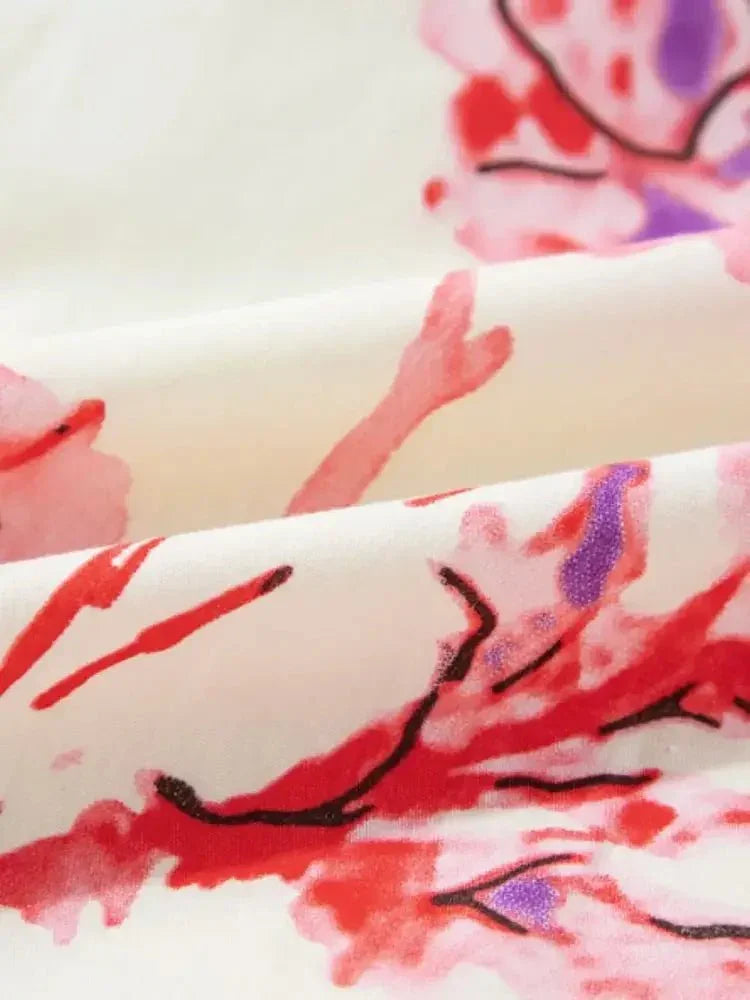 Tied Flower Printed Three - Quarter Sleeve Dress - Update AvenueVacation StyleTrendsi100100442111724100100442111724ee547799 - fd2a - 4752 - 96d9 - 1bb70050c6bd - MaxPink