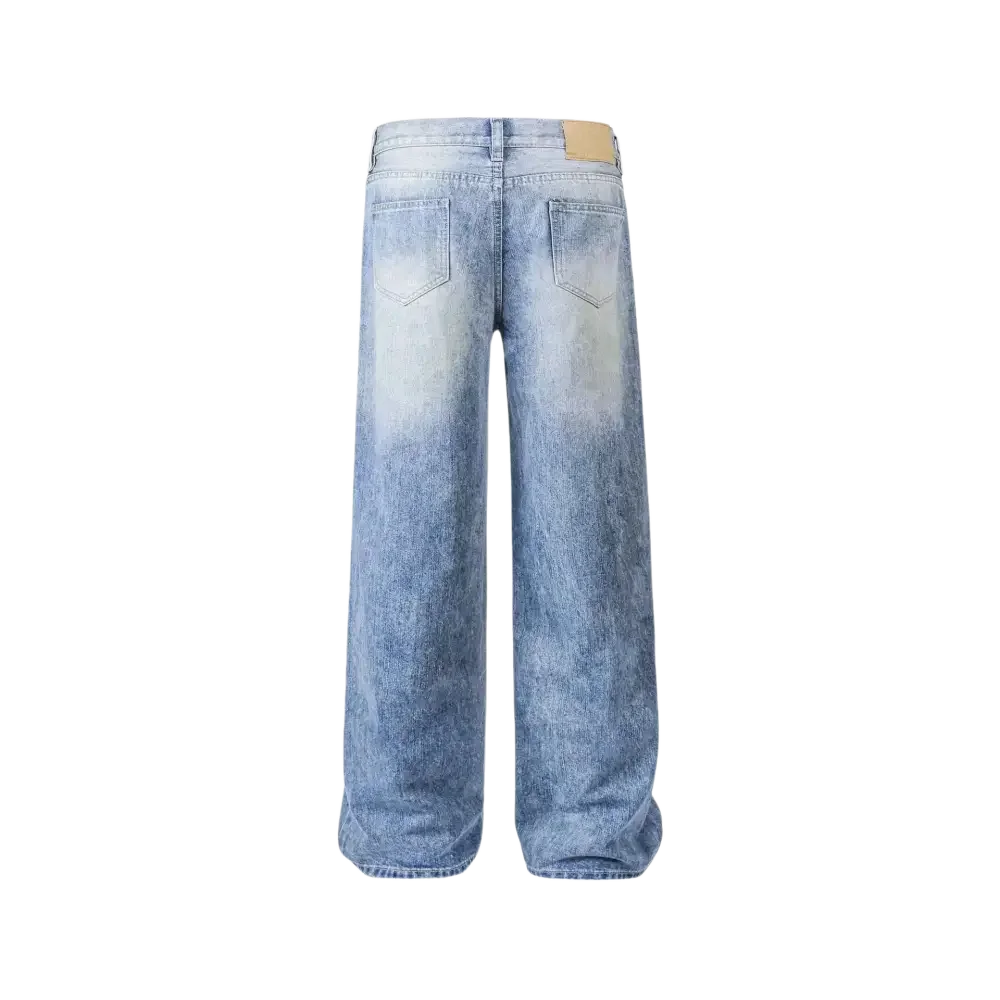 Light blue wide leg jeans with a relaxed fit and faded wash from Trendsi