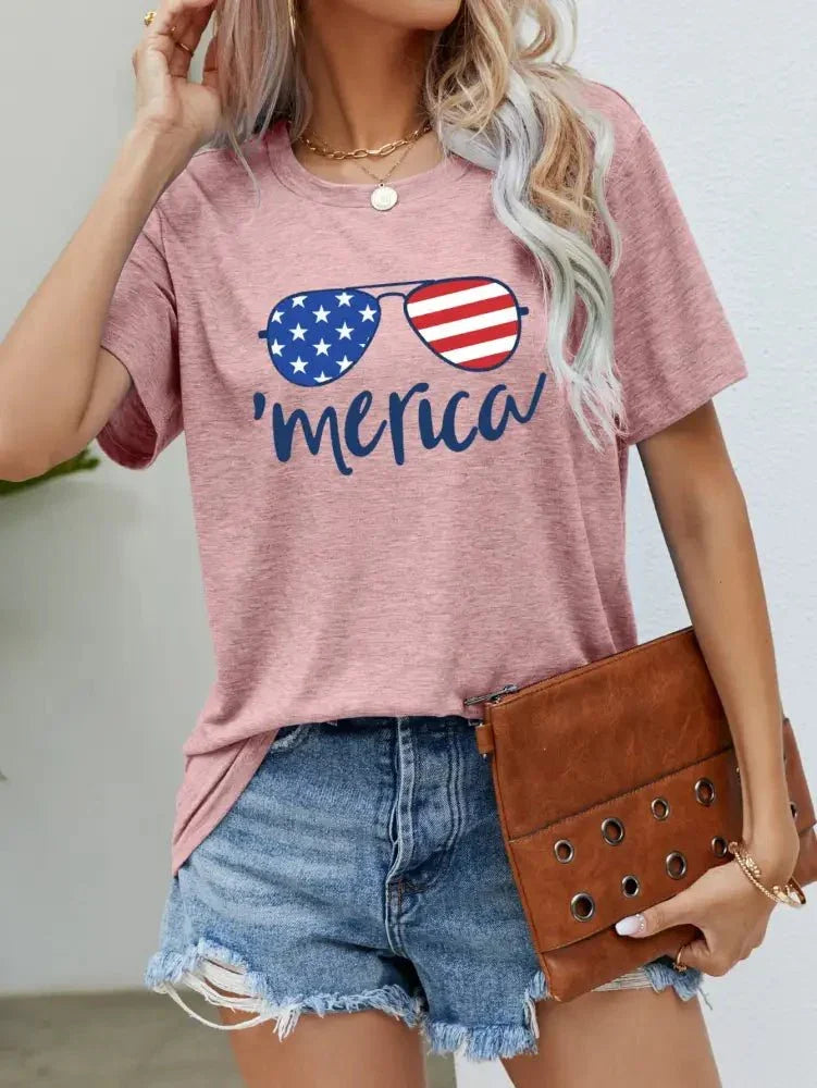 US Flag Glasses Graphic Tee - Update AvenueHonor the Stars and StripesTrendsi100101559123577100101559123577f8168975994a4f6cae7f5f340214d07c - MaxBlush Pink