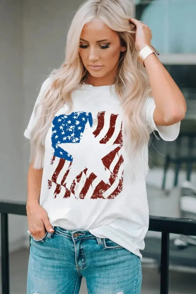 US Flag Graphic Round Neck Tee - Update AvenueHonor the Stars and StripesTrendsi100101130550333100101130550333221c76273d4d4e83ac72a598714c4f18 - MaxWhite