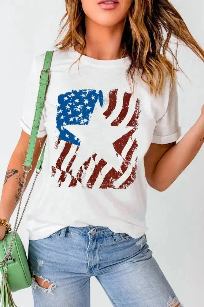US Flag Graphic Round Neck Tee - Update AvenueHonor the Stars and StripesTrendsi100101130550333100101130550333c497dc654de041beb1024dee70278de6 - MaxWhite