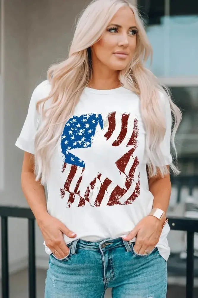 US Flag Graphic Round Neck Tee - Update AvenueHonor the Stars and StripesTrendsi10010113055033310010113055033355b9c9499fb54e5cb6772639502e4133 - MaxWhite