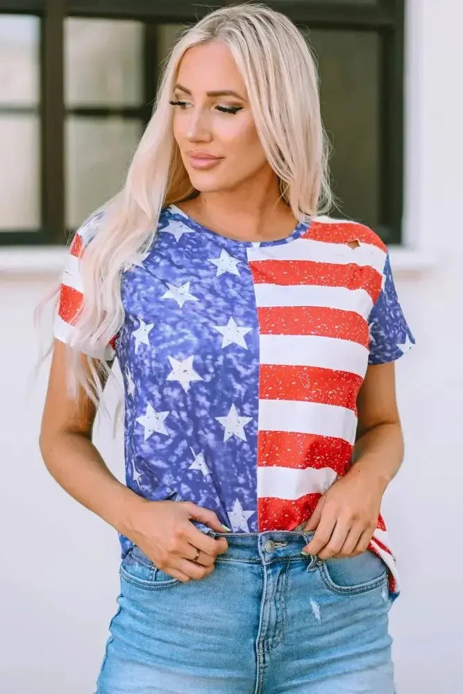 US Flag Round Neck Short Sleeve T-Shirt - Update AvenueHonor the Stars and StripesTrendsi1001009683916861001009683916867094eba5 - b794 - 4603 - 8a88 - ec32ba2d9aca - MaxWhite