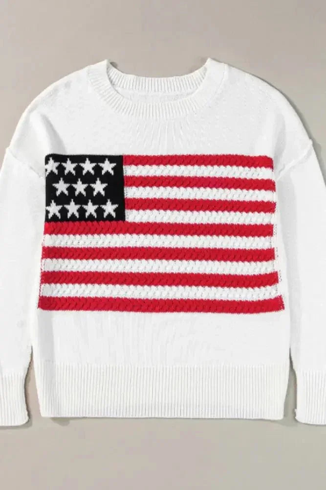 US Flag Side Slit Drop Shoulder Sweater - Update AvenueHonor the Stars and StripesTrendsi1001007068464211001007068464218a6abc3c - 419b - 46f7 - ac11 - b4150c5ffc51 - MaxWhite
