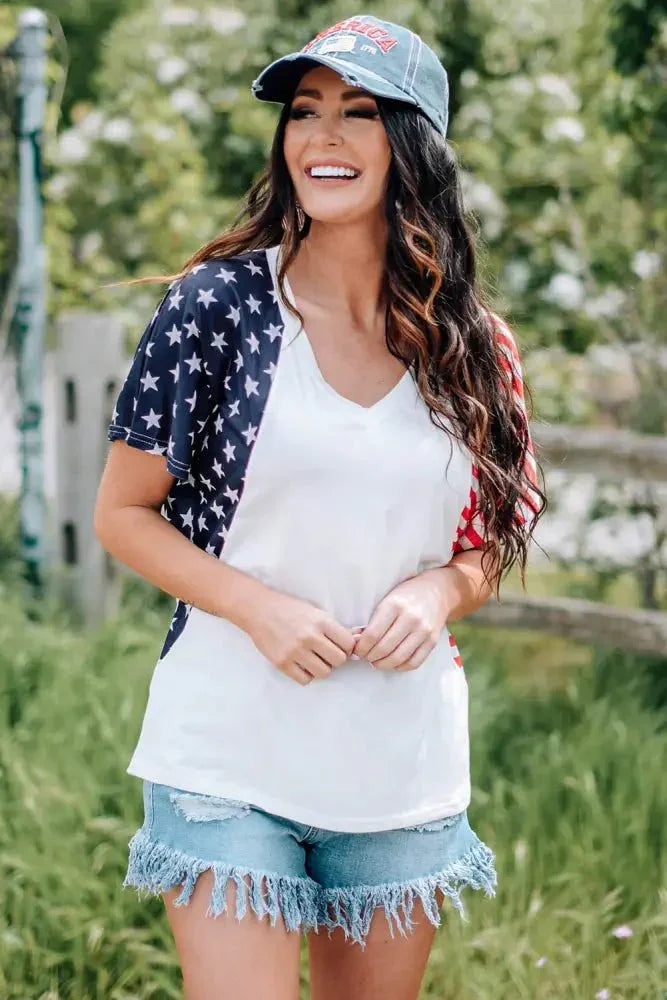 US Flag V - Neck Tee Shirt - Update AvenueHonor the Stars and StripesTrendsi100101241938040100101241938040ea6036f5d95b44038e723c38c60c159f - MaxWhite