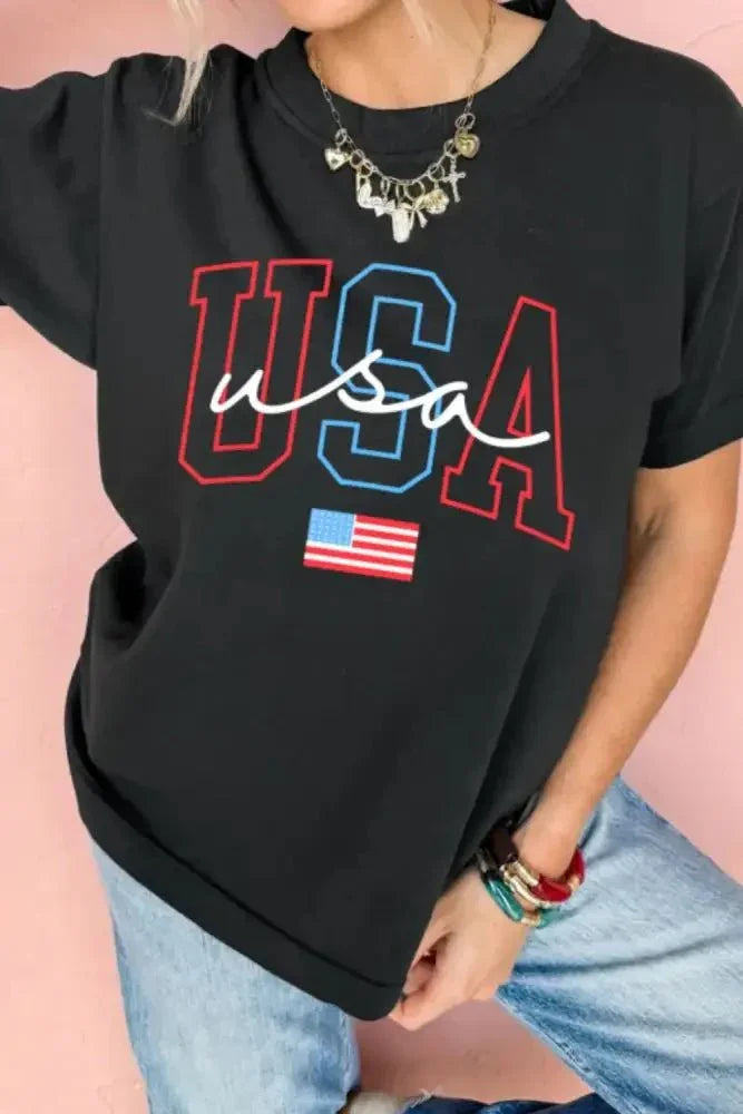 USA Round Neck Short Sleeve T-Shirt - Update AvenueT-ShirtsTrendsi10010083306159010010083306159042a68c51 - 16fc - 4cbe - 86ed - 3ad27191346c - Max - OriginBlack