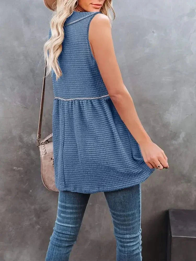V - Neck Contrast Trim Waffle Knit Tank Top - Update AvenueTanks & CamisTrendsi100100894699800100100894699800406c9872 - 38f8 - 4748 - 87e5 - 76ecdecbf50e - Max - OriginBlue