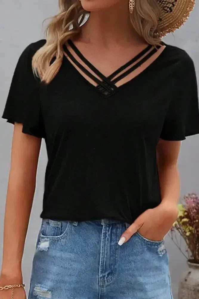 V - Neck Short Sleeve T-Shirt - Update AvenueT-ShirtsTrendsi100100150431306100100150431306225e933e - 56e3 - 4e7e - aed1 - 343985007c46 - Max - OriginBlack