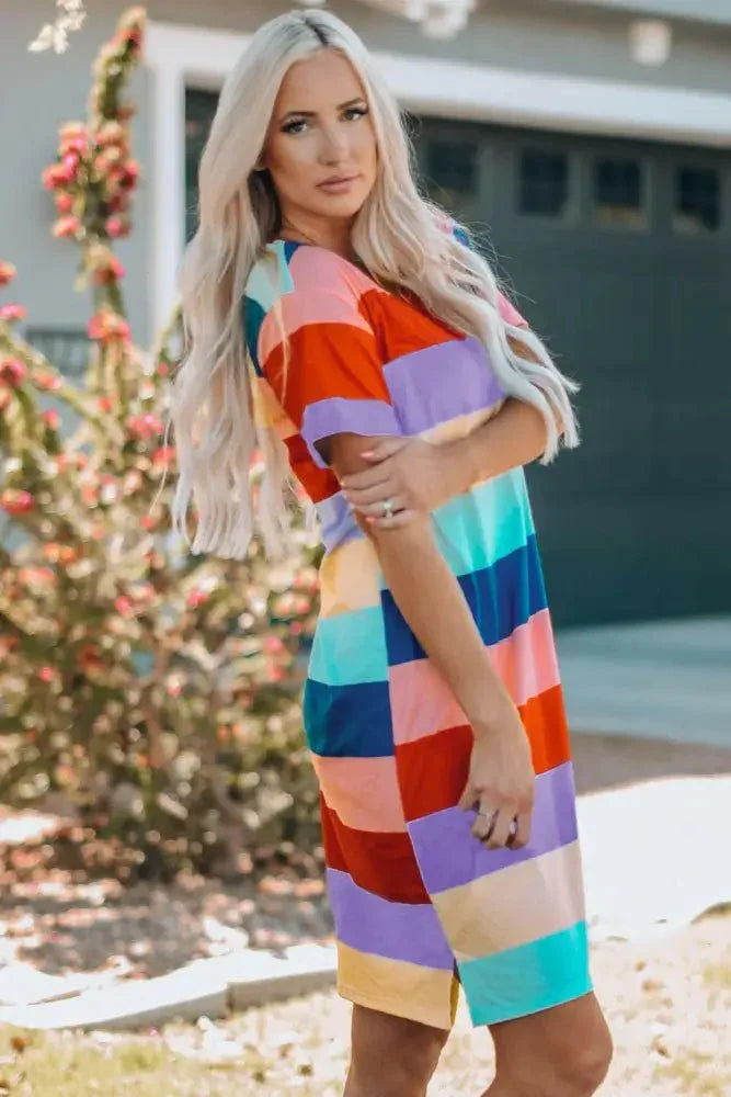 Women Color Block Side Slit Mini Dress - Update AvenueKidsTrendsi1009001335711091009001335711091ecf345cda2d4c9b83611f86e4f64dfd - MaxMulti