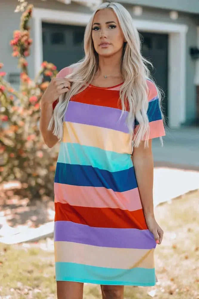 Women Color Block Side Slit Mini Dress - Update AvenueKidsTrendsi100900133571109100900133571109a283c793ee99493e8a23a1da004bca08 - MaxMulti