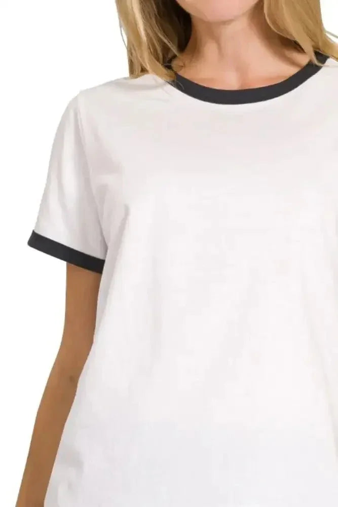 Zenana Contrast Binding Short Sleeve Tee Shirts - Update AvenueT-ShirtsTrendsi10010014748134910010014748134926badf45 - 760a - 4198 - 9d91 - 960fe4062e00 - Max - OriginBlack