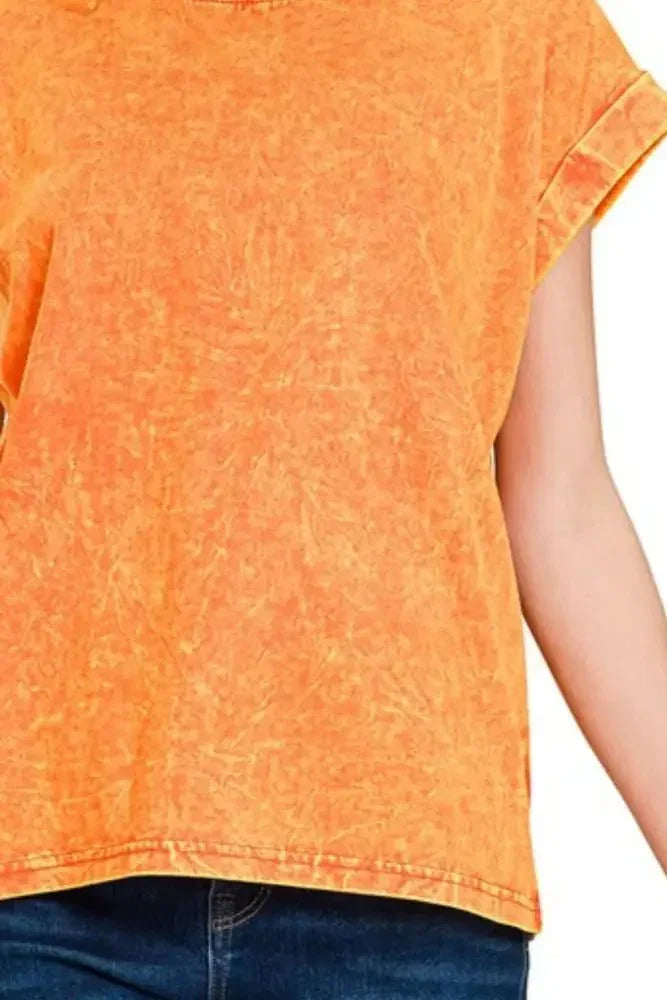 Zenana Crinkle Washed Round Neck Folded Short Sleeve Tee - Update AvenueT-ShirtsTrendsi100100898821336100100898821336f238ca2d - cee8 - 4f70 - 9a3c - 040c2414cc2d - Max - OriginORANGE