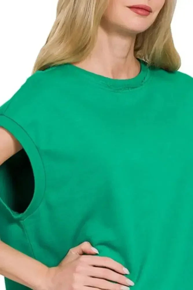 Zenana French Terry Round Neck Cap Sleeve T-Shirt - Update AvenueT-ShirtsTrendsi100100379041348100100379041348b2f0f38a - 43c3 - 40cd - 9c4b - a68d6be167a6 - Max - OriginK GREEN