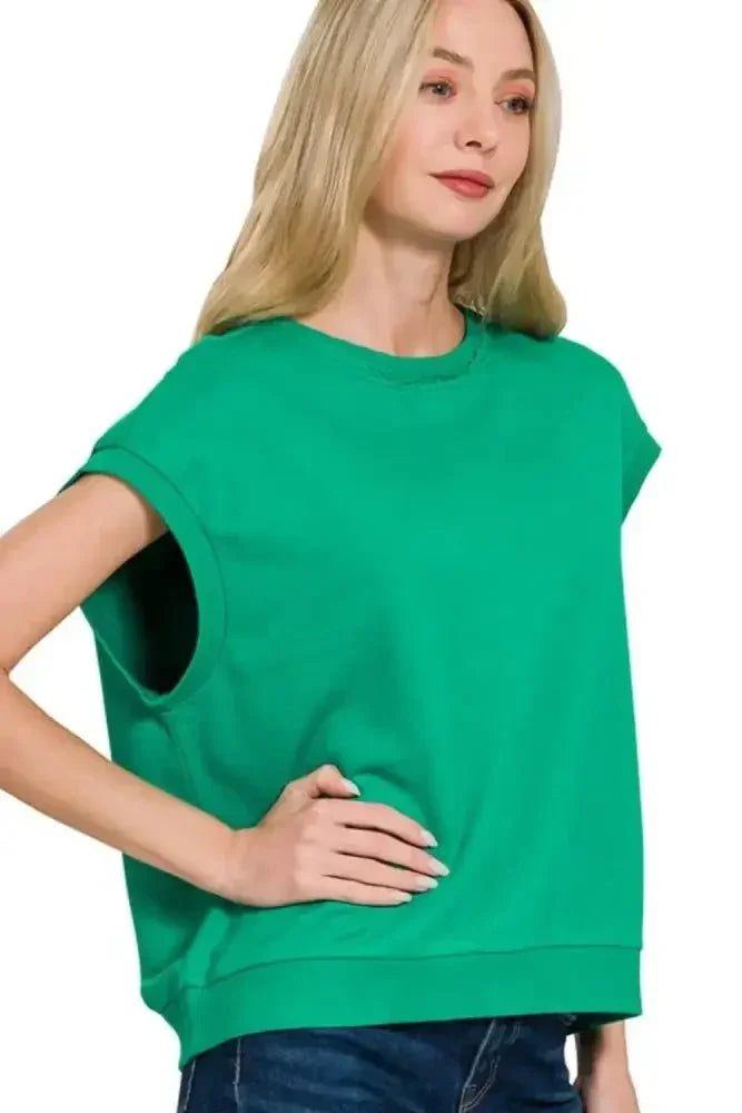 Zenana French Terry Round Neck Cap Sleeve T-Shirt - Update AvenueT-ShirtsTrendsi100100379041348100100379041348b7cdec6b - d629 - 4dbc - 9a66 - 979600b7fdb0 - Max - OriginK GREEN