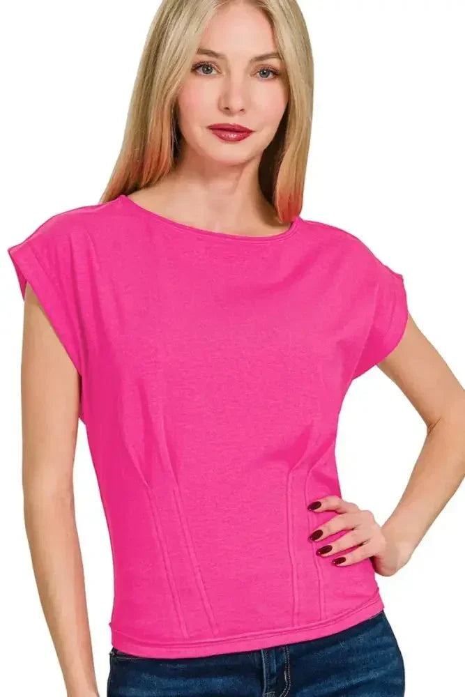 Zenana Gathered Waist Round Neck Top - Update AvenueT-ShirtsTrendsi10010078345174410010078345174489cc67ed - 8d87 - 4ab6 - b0dd - 21c8f2283162 - Max - OriginHOT PINK