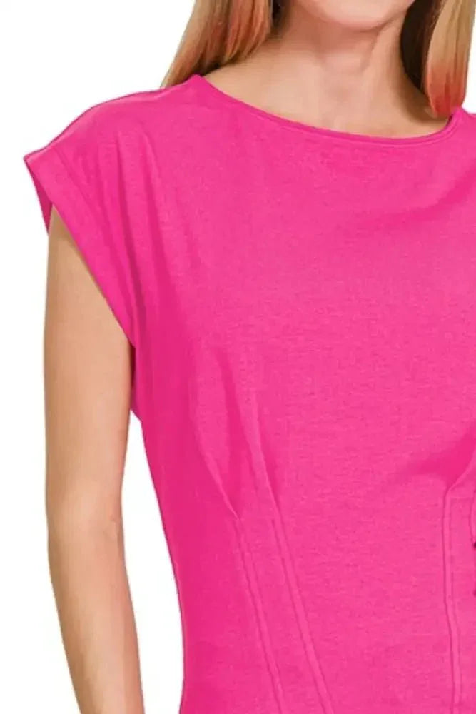 Zenana Gathered Waist Round Neck Top - Update AvenueT-ShirtsTrendsi100100783451744100100783451744c5febc75 - 7228 - 48ac - 88ec - bfdabdd190f0 - Max - OriginHOT PINK