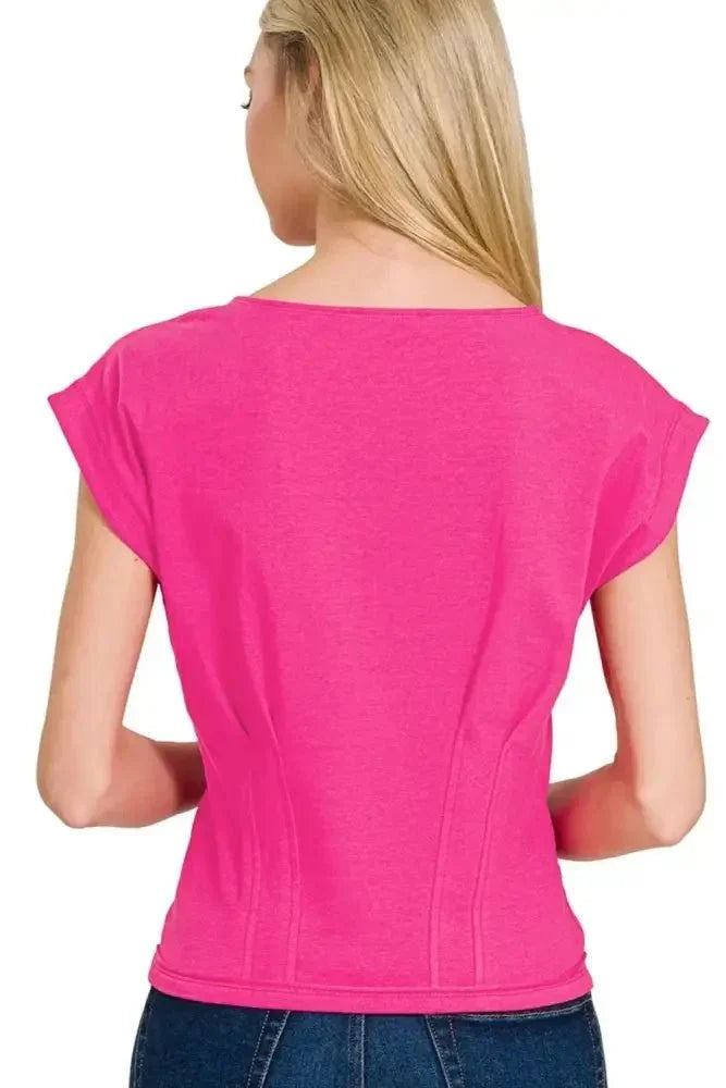 Zenana Gathered Waist Round Neck Top - Update AvenueT-ShirtsTrendsi100100783451744100100783451744997b713f - 1c56 - 46ff - bcc0 - 1af7b5051f45 - Max - OriginHOT PINK