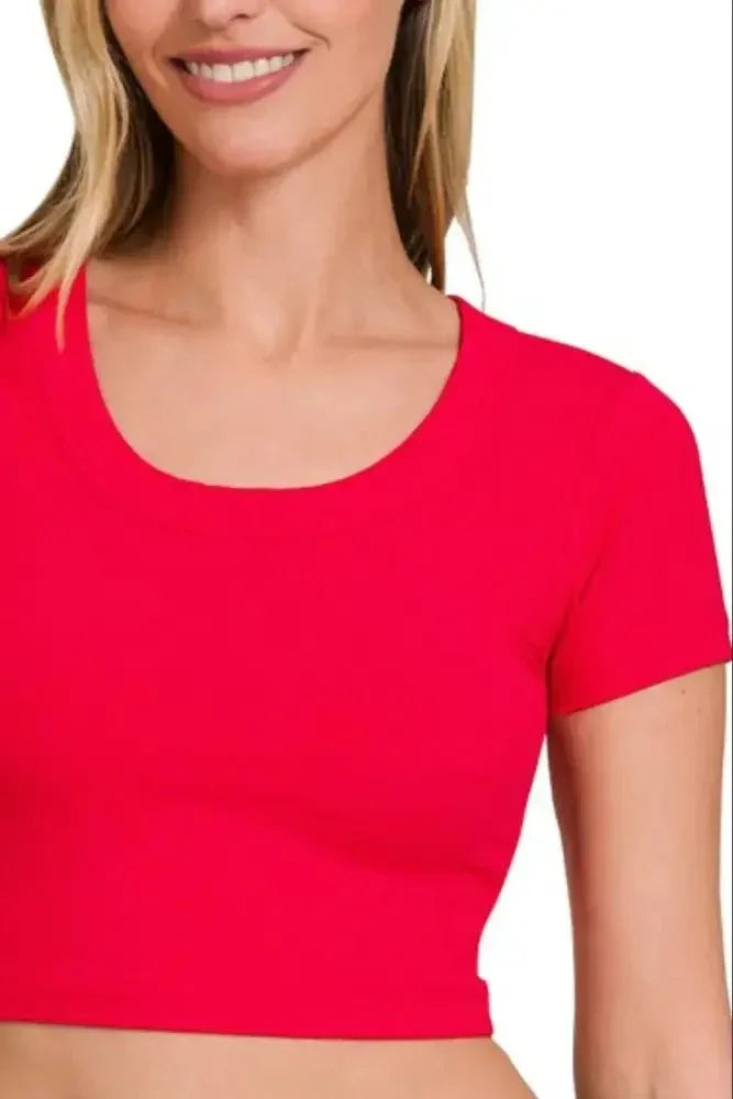 Zenana Ribbed Scoop Neck Crop Short Sleeve Top - Update AvenueT-ShirtsTrendsi10010031950184310010031950184392202ea0 - ec75 - 4743 - 9d55 - 4e33eb027bcd - Max - OriginRUBY