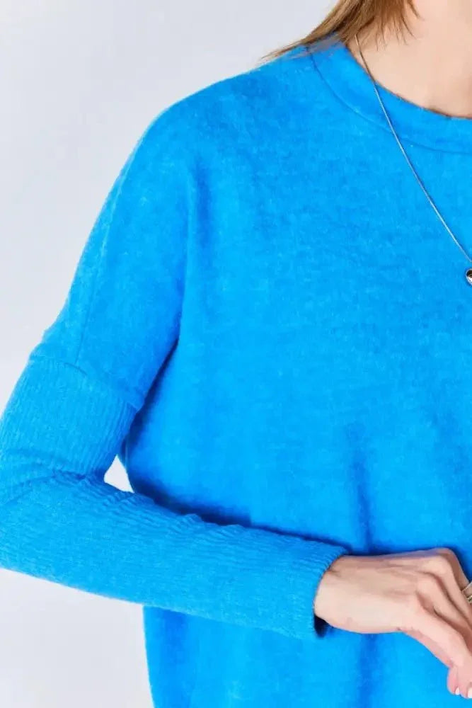 Zenana Ribbed Trim Round Neck Long Sleeve Top - Update AvenueTrendsi10010170174077710010170174077738eba349 - af1f - 4ddf - 9df9 - 39e11cb30634 - MaxOcean Blue