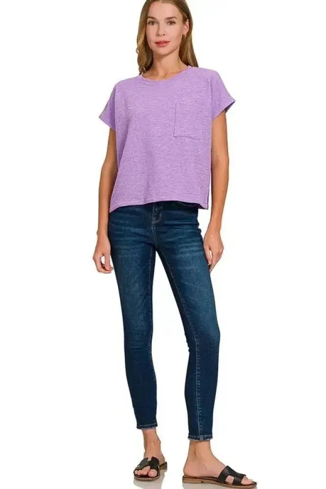 Zenana Round Neck Short Sleeve T-Shirt - Update AvenueT-ShirtsTrendsi1001001971814681001001971814685df7593f54ff4ea2b80a0146f5c5bdaf - Max - OriginLAVENDER