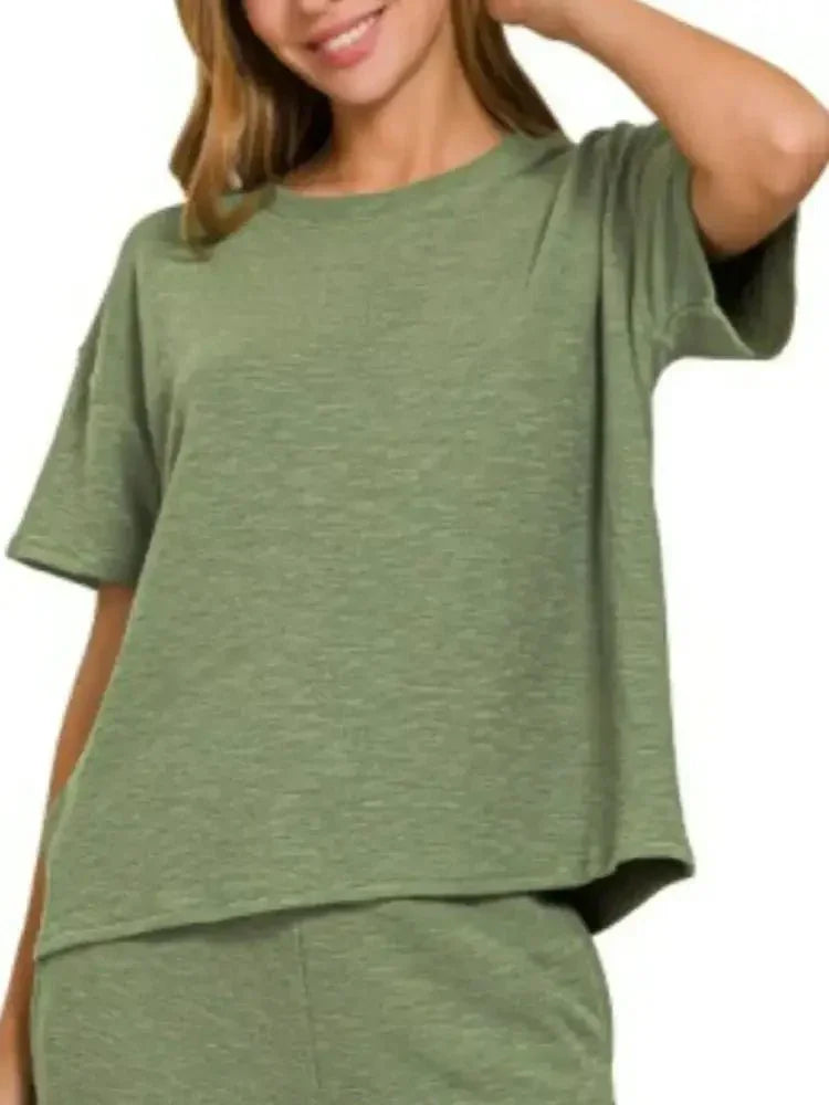 Zenana Slub Short Sleeve T-Shirt and Pants Set - Update AvenueDaily EssentialsTrendsi10010008635101410010008635101463b1dc65 - eb0c - 479f - 8a65 - d20862211b01 - Max - OriginLT OLIVE