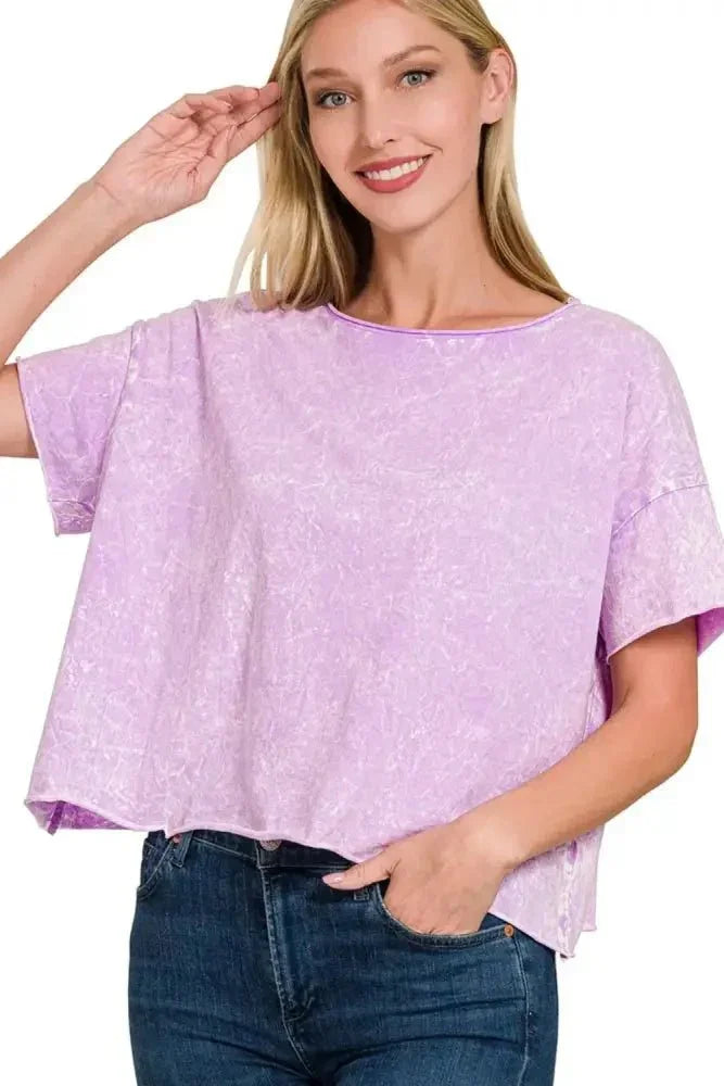 Zenana Washed Crew Neck Short Sleeve Crop Box Tee - Update AvenueT-ShirtsTrendsi100100135871113100100135871113aa1bb6aa - cc5c - 47c6 - 9df8 - 9cf57389ce45 - Max - OriginB LAVENDER