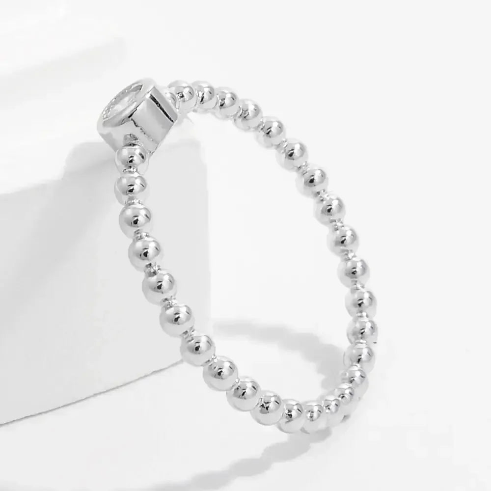 Zircon 925 Sterling Silver Bead Ring