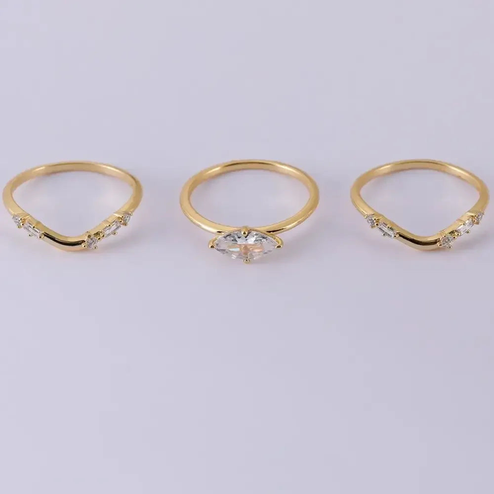 1 Carat Moissanite 925 Sterling Silver 3pcs Ring Set