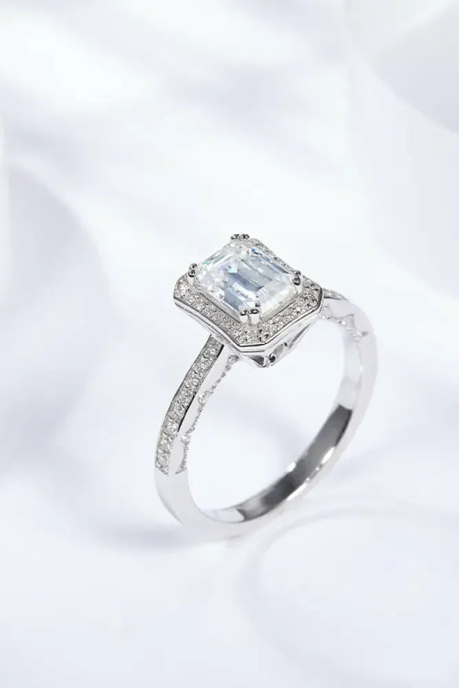 1 Carat Moissanite 925 Sterling Silver Halo Ring