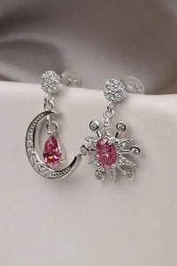 1 Carat Moissanite 925 Sterling Silver Moon & Star Earrings