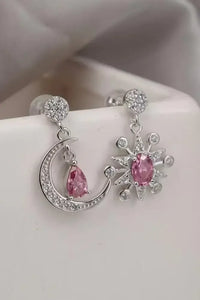 1 Carat Moissanite 925 Sterling Silver Moon & Star Earrings