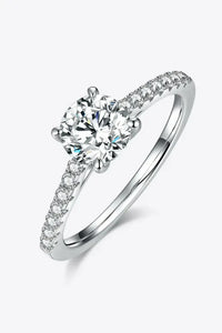 1 Carat Moissanite 925 Sterling Silver Side Stone Ring