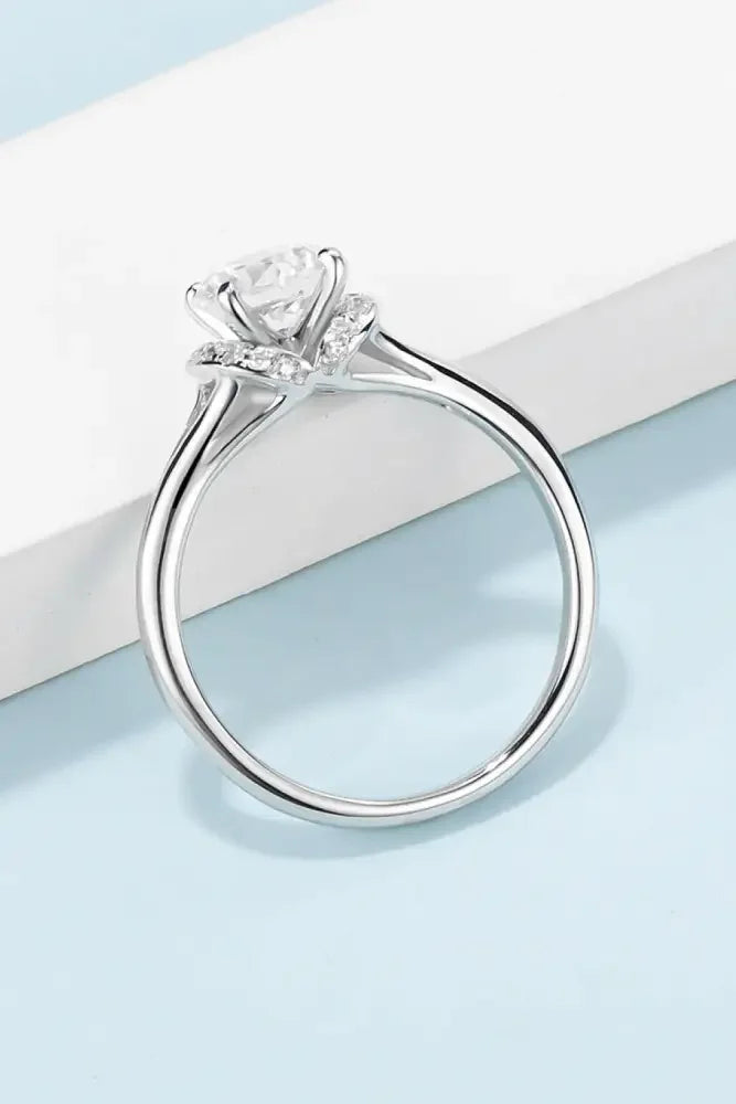 1 Carat Moissanite 925 Sterling Silver Split Shank Ring