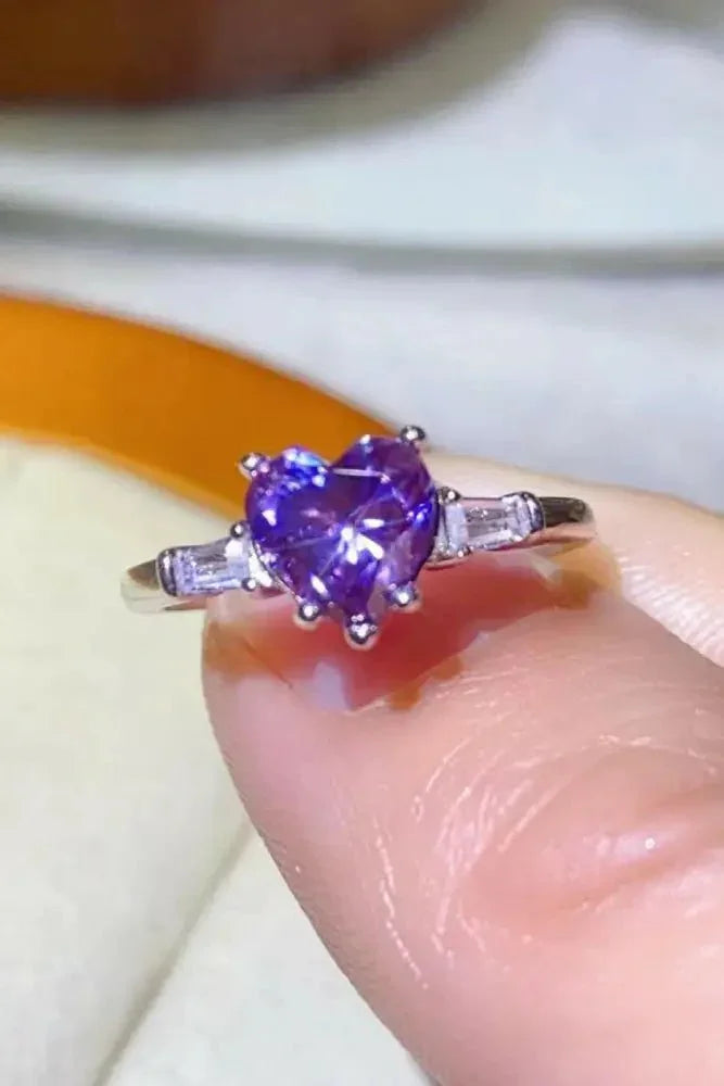 1 Carat Moissanite Heart - Shaped Platinum - Plated Ring in Purple - Update AvenueRingTrendsi1013006413009341013006413009341 Carat Moissanite Heart - Shaped Platinum - Plated Ring in PurplePurple